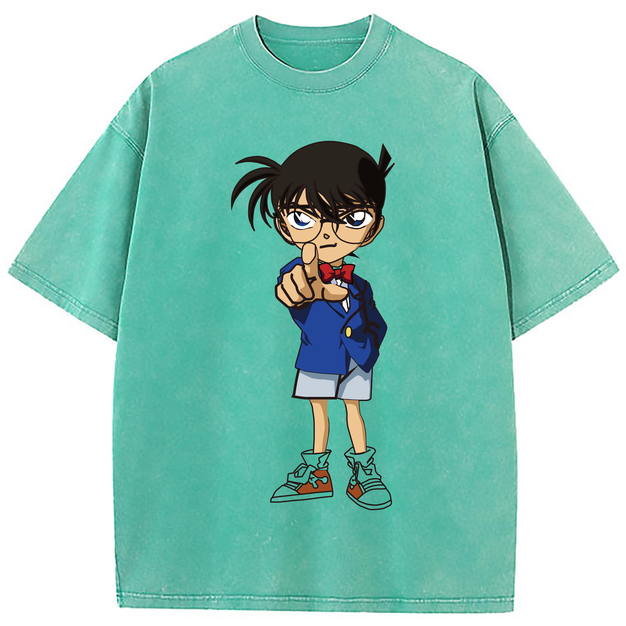 （画像用） 名探偵コナン 江戸川 コナン Detective Conan Conan Edogawa 綿100% ヴィンテージ風 半袖Tシャツ（フロントプリント）